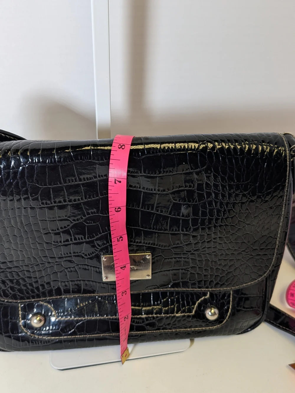 liz & co. Black Croc-Embossed Crossbody Bag with Metal Accent